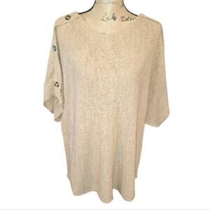 Cable & Gauge Loose Weave Lagenlook Oversized Wheat Sweater Plus Size 3X New